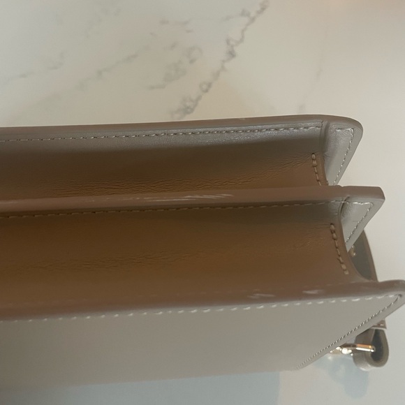 Trina Turk Structured Taupe Purse, flap with magnetic closure, gold hardware - Picture 4 of 5